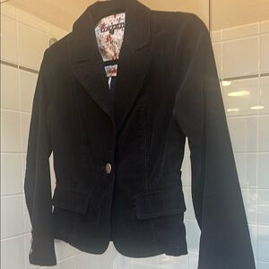 Dalia Black Tailored Corduroy Blazer with Notched Lapels